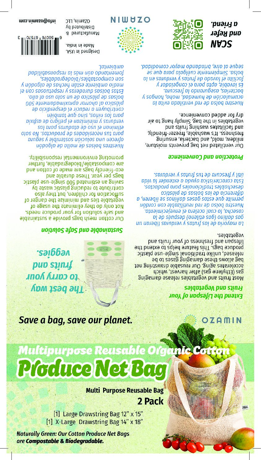 Multipurpose Organic Cotton Produce Net Bags